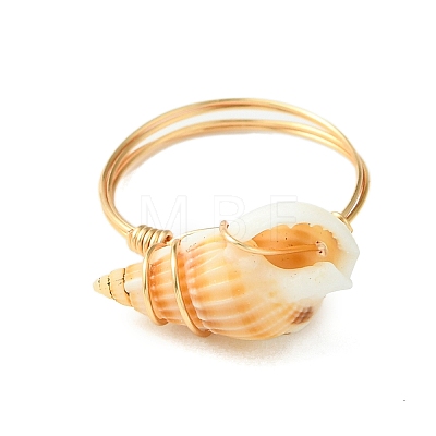 Natural Spiral Shell Finger Rings RJEW-TA00169-1