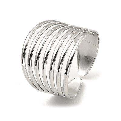 304 Stainless Steel Open Cuff Rings RJEW-Z018-32P-1