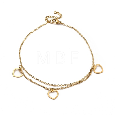 304 Stainless Steel Charm Anklet for Women AJEW-C021-10G-1
