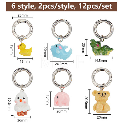 12Pcs 6 Style Animal Resin Pendant Shoe Charms HJEW-DR00001-1