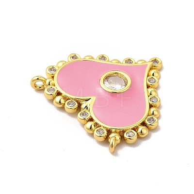 Rack Plating Brass Micro Pave Clear Cubic Zirconia Connector Charms KK-P230-05G-1