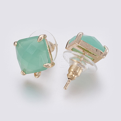 Faceted Glass Stud Earring Findings X-GLAA-F084-C08-1