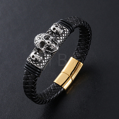 Punk Braided PU Leather Cord Bracelets JD5649-2-1