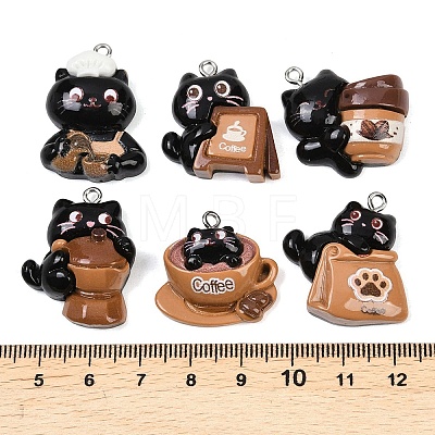 Coffee Theme Opaque Resin Pendants RESI-P052-04P-M-1