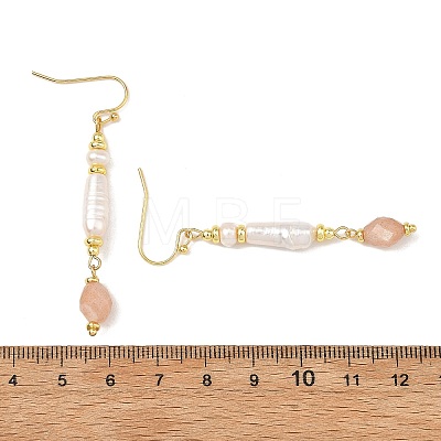 304 Stainless Steel with Natural Mixed Pearl Beads Strands Dangle Earrings EJEW-JE07417-1