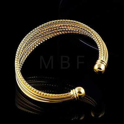 Pretty Real 18K Gold Plated Brass Torque Cuff Bangle BJEW-EE0001-07-1