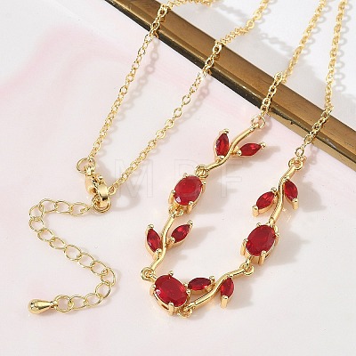 Brass Pave Cubic Zirconia Rose Flower Link Cable Chain Necklaces for Women NJEW-C121-05B-07G-1