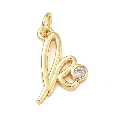 Brass Micro Pave Clear Cubic Zirconia Charms KK-D289-66G-K-1