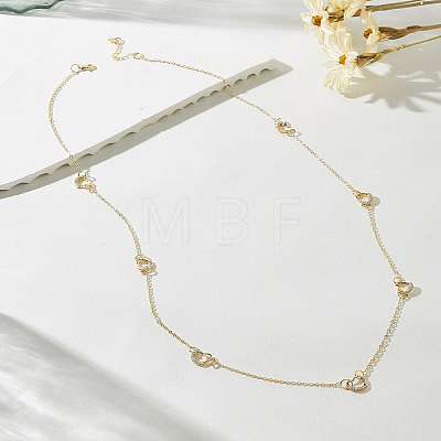 Iron Micro Pave Clear Cubic Zirconia Heart Link Chian Long Necklaces for Women CK7864-1