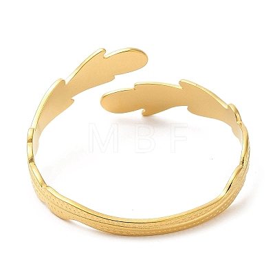 Ion Plating(IP) 304 Stainless Steel Feather Cuff Bangles BJEW-L682-025G-1