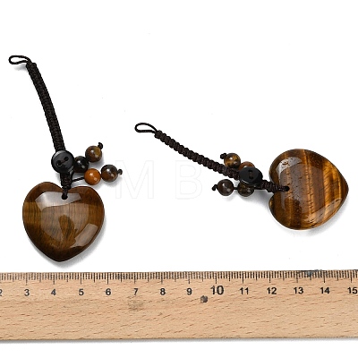 Heart Natural Tiger Eye Pendant Decorations G-K353-07B-1