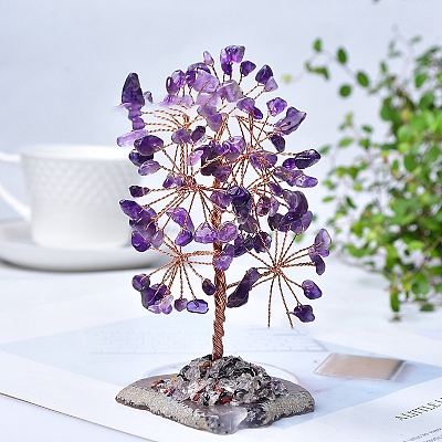 Natural Amethyst Chips Tree Decorations PW-WG16664-02-1