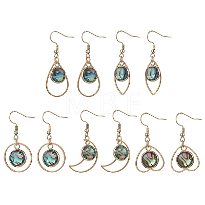 Paua Shell Dangle Earrings EJEW-JE06981-1