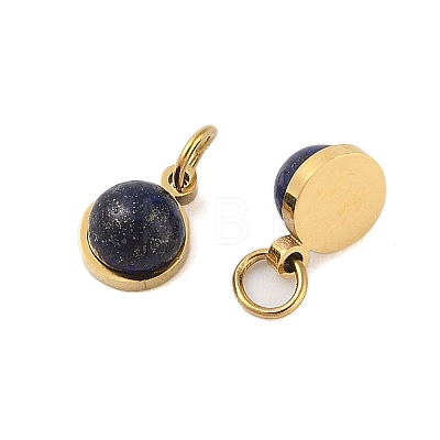 Natural Lapis Lazuli Half Round Charms with Jump Ring STAS-A097-05G-12-1