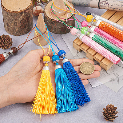  28Pcs 14 Colors Polyester Tassel Big Pendants Decorations HJEW-TA0001-07-1