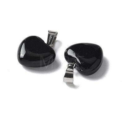 Natural Black Agate Pendants X-G-I311-A16-01-1