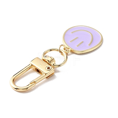 Smiling Face Enamel Pendant Decorations KEYC-WH0036-08LG-05-1