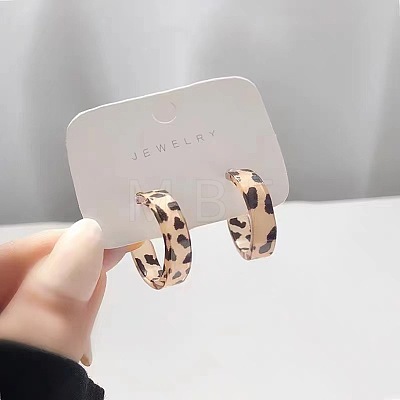 C-Shaped with Leopard Print 925 Sterling Silver Acrylic Stud Earrings FS-WG2B12E-01-1