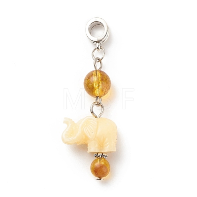 Opaque Resin and Natural Mixed Stone European Dangle Charms PALLOY-JF01764-1