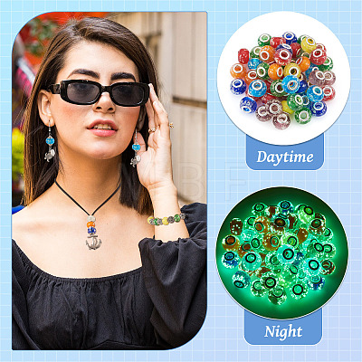 Glow In The Dark Handmade Luminous Style Lampwork Large Hole European Beads LPDL-BT0001-01-1