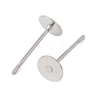 Tarnish Resistant 304 Stainless Steel Flat Round Blank Peg Stud Earring Findings STAS-S028-24-1