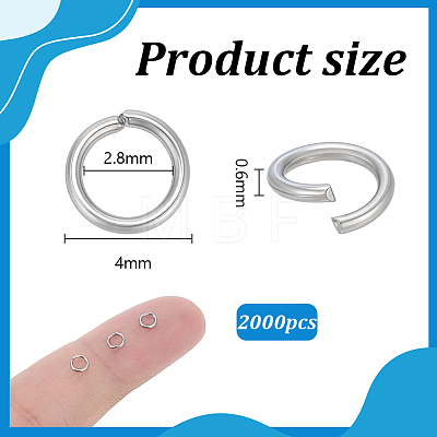 2000Pcs 304 Stainless Steel Jump Rings STAS-PH0007-64-1