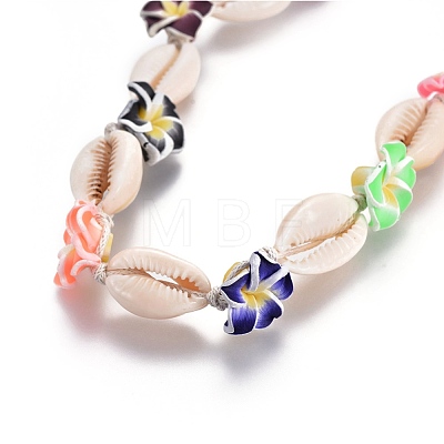 Shell Beaded Necklaces NJEW-JN02303-1