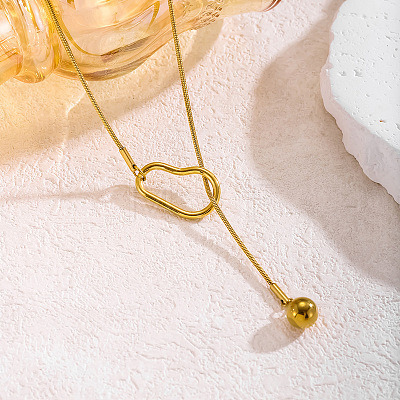 304 Stainless Steel Round Ball Slider Lariat Necklaces for Women WGD4E8A-01-1