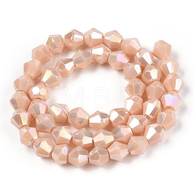 Opaque Solid Color Electroplate Glass Beads Strands EGLA-A039-P6mm-B06-1