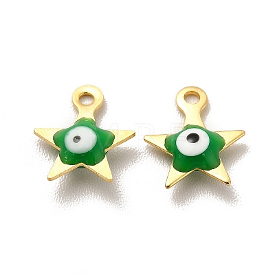 304 Stainless Steel Evil Eye Enamel Charms STAS-G302-04G-1