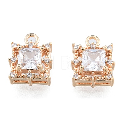 Brass Micro Pave Clear Cubic Zirconia Charms KK-N216-568LG-1