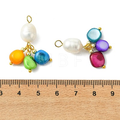 Natural Pearl & Dyed Shell Pendants PALLOY-JF05537-1