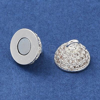 Brass Micro Pave Clear Cubic Zirconia Magnetic Clasps KK-P284-01A-S-1