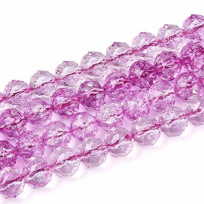 Crackle Transparent Glass Beads Strands X1-GLAA-N063-8mm-05-1