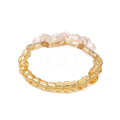 Heart Glass Seed Beads Stretch Rings for Women RJEW-MZ00028-05-1