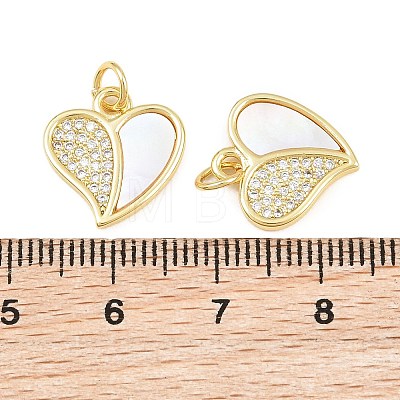 Brass Micro Pave Clear Cubic Zirconia with White Shell Charms CU-CBA9482-02G-03-1