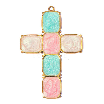 304 Stainless Steel with Enamel Pendants SA-OY002-65G-01-1