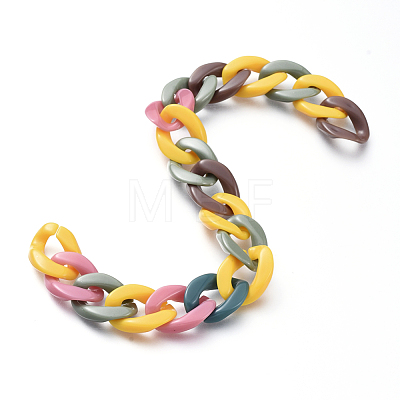Handmade Opaque Acrylic Curb Chains AJEW-JB00553-1