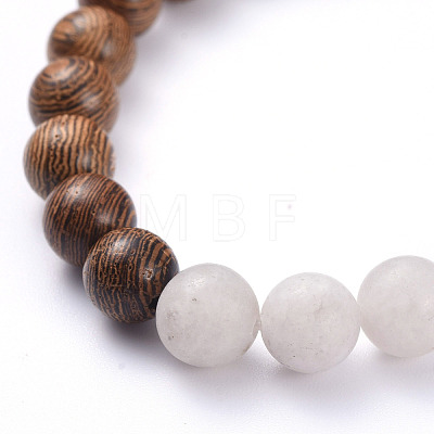 Natural White Jade(Dyed) Beads Stretch Charm Bracelets BJEW-JB05275-01-1