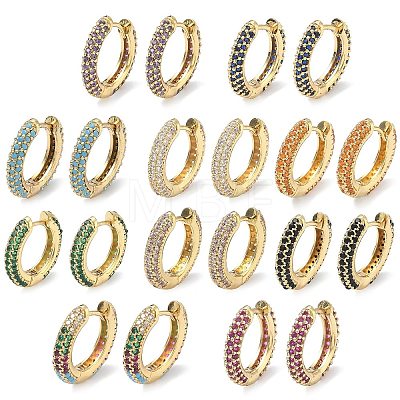 Brass Micro Pave Cubic Zirconia Hoop Earrings EJEW-C181-13G-1