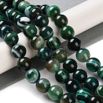 Natural Striped Agate/Banded Agate Beads Strands G-Z060-A01-C22-1