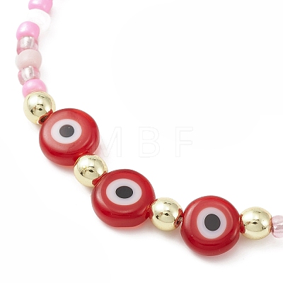 3Pcs 3 Color Evil Eye Lampwork & Glass Seed Braided Bead Bracelets Set BJEW-JB09574-1