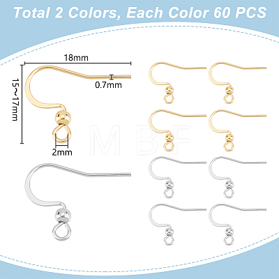 Unicraftale 120Pcs 2 Colors 304 Stainless Steel French Earring Hooks STAS-UN0054-45-1