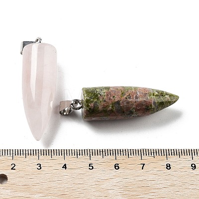 Natural & Synthetic Mixed Gemstone Pointed Pendants G-P520-03P-1