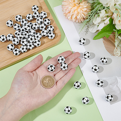 40Pcs Printed Round Silicone Focal Beads SIL-OC0001-24E-1