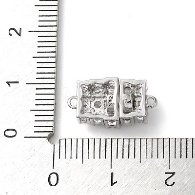 Rhodium Plated 925 Sterling Silver Pave Clear Cubic Zirconia Magnetic Clasps STER-D005-04P-1