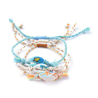 Printed Cowrie Shell Beads Braided Bead Bracelets SH-CJA99F-1