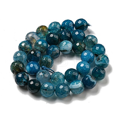 Faceted Natural Dragon Veins Agate Beads Strands G-F447-12mm-P05-1