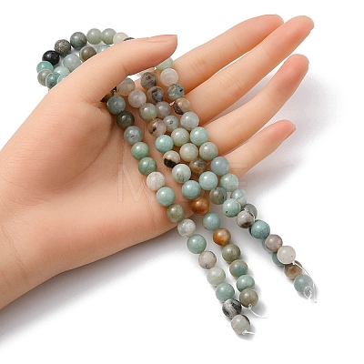 Natural Flower Amazonite Beads Strands G-YW0001-24-1