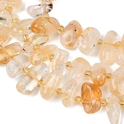 Natural Citrine(Heated) Beads Strands G-K393-B03-1